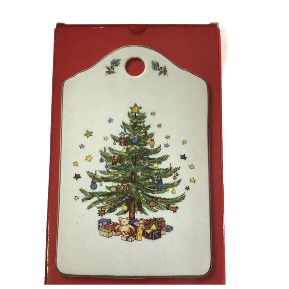 Vintage Christmastime Nikko Serving Ceramic Snack Cheese Board 9" x 5-3/4" Japan - Picture 1 of 8